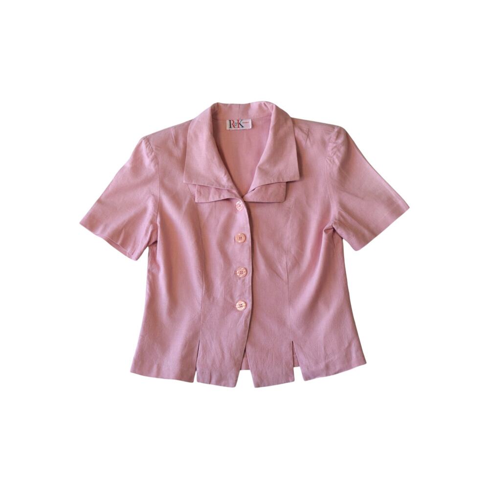 Vintage Pink Button Front Blouse Size Medium